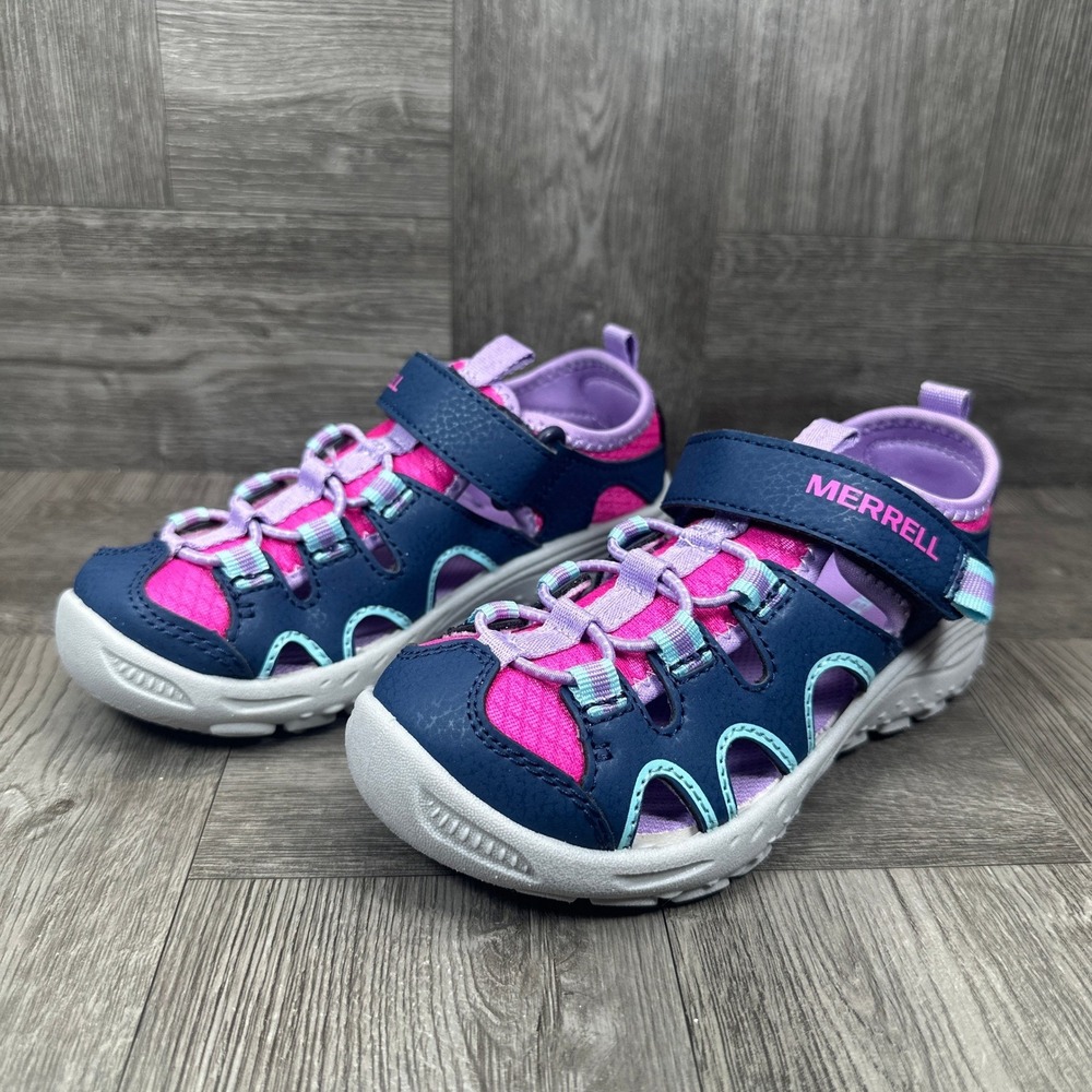 Merrell Hydro Trekker Sandal Kids 1M Navy Pink Purple Water Shoes MK126302 NEW - Picture 3 of 8